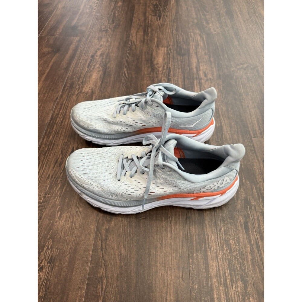 Hoka One One Clifton 8 Women Sz 10.5 Blue/ White Running Shoes Sneakers - Picture 4 of 9
